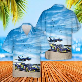 Us Navy Hawaiian Shirt, Us Navy Blue Angels Chevrolet Corvette Gte Hawaiian Shirt, Military Hawaiian Shirt | Newhawaiianshirts CA