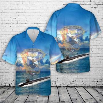 Us Navy Hawaiian Shirt, Us Navy Uss Michigan Ohio-Class Submarine Guided-Missile Submarines Hawaiian Shirt | Newhawaiianshirts AU