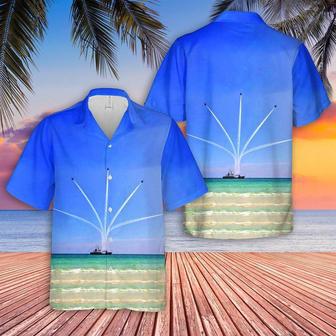 Us Navy Hawaiian Shirt, Us Navy Blue Angels Show Over Pensacola Beach Pier Hawaiian Shirt, Military Hawaiian Shirt | Newhawaiianshirts AU