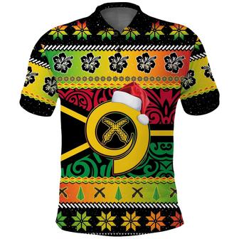 Vanuatu Christmas Polo Shirt Pig Tusk Polynesian Joyeux Noel Flag Pattern - Monsterry