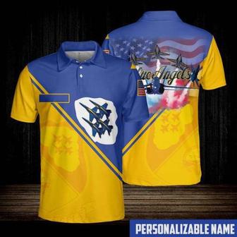 Veteran Polo Shirt, Custom Name Blue Angels Us Navy Airshow Airplanes Polo Shirt - Monsterry AU
