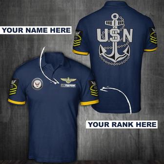 Veteran Polo Shirt, U.S Navy Custom Name And Rank Polo Shirts - Monsterry