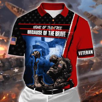 Veteran Polo Shirt, Memorial Day Home Of The Free Because Of The Brave Polo Shirt - Monsterry DE