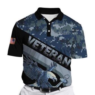 Veteran Polo Shirt, Honor The Fallen Us Navy Veteran Eagle And Anchor Camo Polo Shirt - Monsterry DE