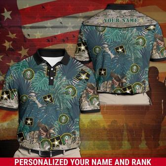 Veteran Polo Shirt, Personalized Us Army Polo Shirt With Your Name And Rank, Us Army Shirt - Monsterry CA
