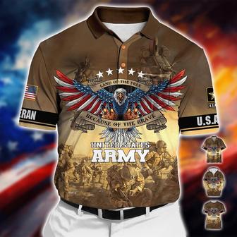 Veteran Polo Shirt, Land Of The Free Because Of The Brave Memorial Day Polo Shirt - Monsterry DE