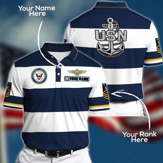 Veteran Polo Shirt, U.S Navy Custom Name And Rank Polo Shirt - Monsterry UK