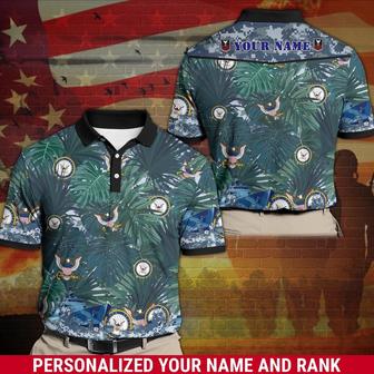 Veteran Polo Shirt, Personalized Us Navy Polo Shirt With Your Name And Rank, Us Navy Shirt - Monsterry UK
