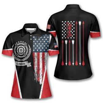 Vintage American Flag Emblem Custom Archery Shirts For Women, Archery Shirt, Flag Shirt - Monsterry