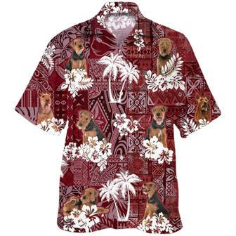 Welsh Terrier Hawaiian Shirt, Dog Hawaiian Shirt Red Tribal Pattern | Newhawaiianshirts DE