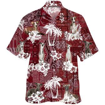 White German Shepherd Hawaiian Shirt, Cute Dog Hawaii Shirt Red Pattern | Newhawaiianshirts AU