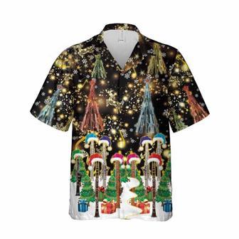 Xmas Clarinet Trumpet Button Down Hawaiian Shirt, Xmas Hawaiian Shirts | Newhawaiianshirts DE