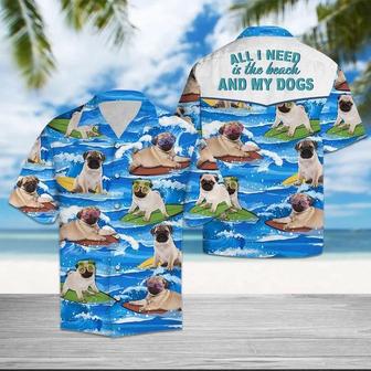 All I Need Is Pug Beach Abd My Dogs Pattern Hawaiian Shirt Summer Gifts | Newhawaiianshirts UK