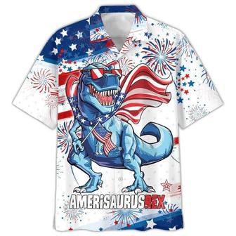 All Over Printed Of July , Amerisaurusrex Hawaii Beach Shirt, Saurus Usa , For Men Unisex Hawaiian Shirt Aloha Shirt | Newhawaiianshirts AU