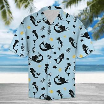 Amazing Mermaid Pattern Blue Theme Hawaiian Shirt Summer Gifts | Newhawaiianshirts DE