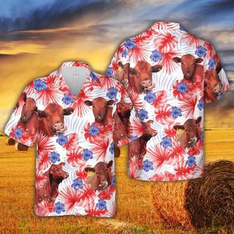 American Colors Red Angus , Cow , Summer Gifts For Men And Women Unisex Hawaiian Shirt Aloha Shirt | Newhawaiianshirts AU