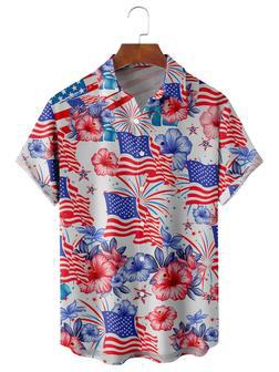 American Flag Flower Casual Men's Hawaiian Shirt, Of July Hawaiian Shirt Unisex Hawaiian Shirt Aloha Shirt | Newhawaiianshirts CA