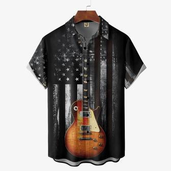 American Flag Guitar Black Hawaiian Shirt For Men And Women Summer Gifts | Newhawaiianshirts AU