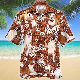 American Staffordshire Terrier Dog Lovers Red Tribal Pattern Hawaii Shirt, Dog Hawaiian Shirt Men Summer Gifts | Newhawaiianshirts CA