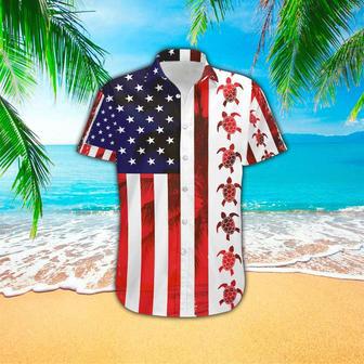 American Turtle Flag Print Polyester Hawaiian Shirt Summer Gifts | Newhawaiianshirts UK