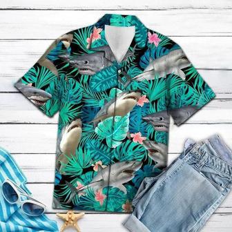 Angry Shark Tropical Jungle Design Hawaiian Shirt Summer Gifts | Newhawaiianshirts AU