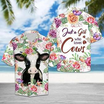 Baby Cow With Colorful Flower Just A Girl Who Love Cows Hawaiian Shirt Summer Gifts | Newhawaiianshirts AU