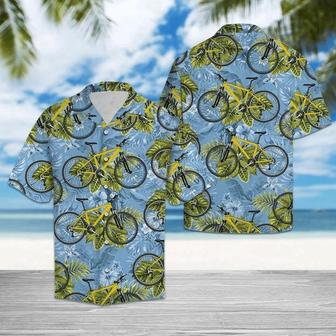 Biking Tropical Leaves On Bike Blue Themed Hawaiian Shirt Summer Gifts | Newhawaiianshirts AU