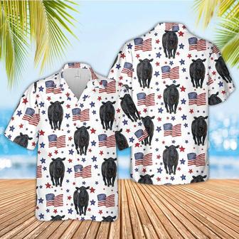 Black Angus American Flag Pattern , Funny Cow Hawaiian Shirt, Of July Hawaiian Shirt Unisex Hawaiian Shirt Aloha Shirt | Newhawaiianshirts DE