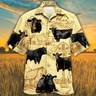 Black Angus Cattle Lovers Farm Hawaiian Shirt, Farm Cow Short Sleeve Hawaiian Aloha Shirt For Men, Women Summer Gifts | Newhawaiianshirts UK