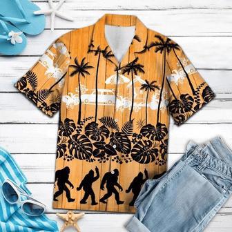 Black Bigfoot And Palm Tree Summer Time Pattern Hawaiian Shirt Summer Gifts | Newhawaiianshirts DE