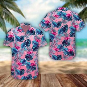 Blue Leave Flamingo Ornamental Design Hawaiian Shirt Summer Gifts | Newhawaiianshirts