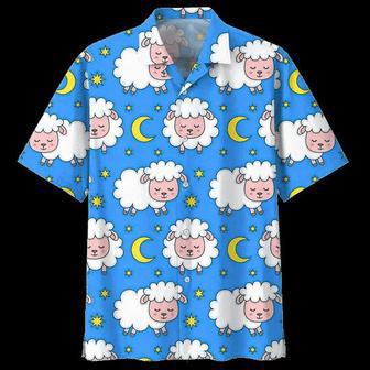 Blue Moon And Sheep Illustration Hawaiian Shirt Summer Gifts | Newhawaiianshirts DE