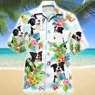 Border Collie Dog Tropical Flower Summer Beach Palm Tree Pattern Hawaiian Shirt Summer Gifts | Newhawaiianshirts DE