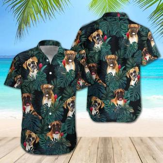 Boxer Dogs Tropical Shirt Regular Fit Short Sleeve Slim Fit Casual Full Print Shirt, For Woman Unisex Hawaiian Shirt Aloha Shirt | Newhawaiianshirts AU