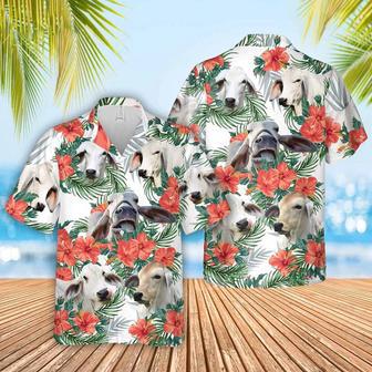 Brahman Cow Hawaiian Flowers , Gift For Farm Clothing, Summer Gift For Men And Women Unisex Hawaiian Shirt Aloha Shirt | Newhawaiianshirts DE