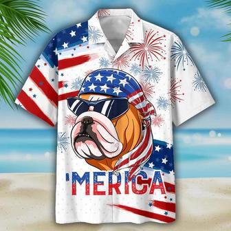 Bulldog , Independence Day Is Coming Aloha Beach Shirts, Dog For Of July, Unisex Unisex Hawaiian Shirt Aloha Shirt | Newhawaiianshirts