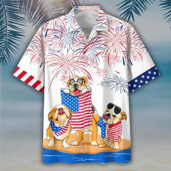 Bulldog Hawaii Aloha Beach Shirts For Summer, Dog Hawaii Shirt For Independence Day Freedom Of Usa, Gift To Dog Lovers Unisex Hawaiian Shirt Aloha Shirt | Newhawaiianshirts