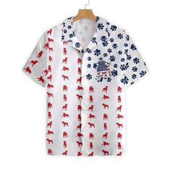 Bulldogs American Flag Hawaiian Shirt For Men, Bulldogs Summer Hawaiian Shirt, Dog Lover Shirts Summer Gifts | Newhawaiianshirts AU