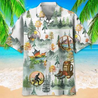 Camping Bigfoot For Men, Camping Shirt, Adventure Shirts Unisex Hawaiian Shirt Aloha Shirt | Newhawaiianshirts