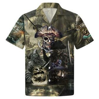 Caribbean Skull Pirate Ghost Ship , Summer Gift Unisex Hawaiian Shirt Aloha Shirt | Newhawaiianshirts DE