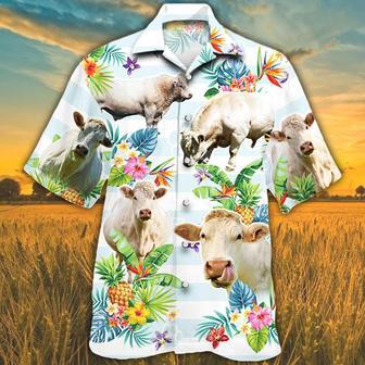 Charolais Cattle Lovers Tropical Flower Hawaiian Shirt Summer Gifts | Newhawaiianshirts AU