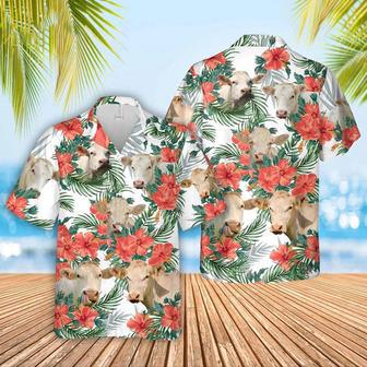 Charolais Cow No Horn Hawaiian Flowers , Gift For Farm Clothing, Summer Gift For Men And Women Unisex Hawaiian Shirt Aloha Shirt | Newhawaiianshirts CA