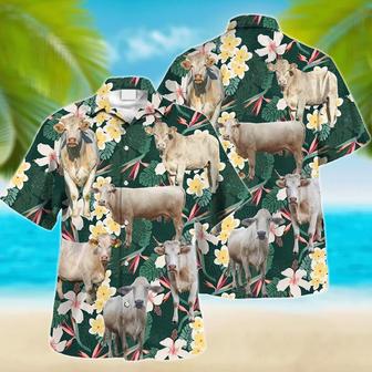 Charolais Cow , Farm Lover Hawaii Shirt, Men, Hawaiian Casual Button Down Shirt Unisex Hawaiian Shirt Aloha Shirt | Newhawaiianshirts AU