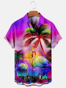 Coconuts And Flamingos Casual Loose Men's Plus Size Short-Sleeved Hawaiian Shirt Unisex Hawaiian Shirt Aloha Shirt | Newhawaiianshirts DE