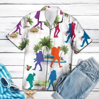 Colorful Hiking With Palm Trees Hawaiian Shirt For Men Summer Gifts | Newhawaiianshirts AU