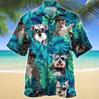 Cute Miniature Schnauzer Dog Lovers Gift Summer Beach Palm Tree Pattern Hawaiian Shirt Summer Gifts | Newhawaiianshirts CA