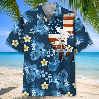 Cycling Usa Blue Tropical Hawaiian Shirt, Funny Cycling Shirt, Cycling Shirt, Cyclist Shirt, Bicycle Gift, Biking Gift, Bike Gift Unisex Hawaiian Shirt Aloha Shirt | Newhawaiianshirts UK