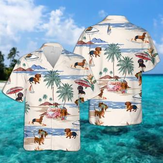 Dachshund Summer Beach Hawaiian Shirt, Dog Beach Short Sleeve Hawaiian Shirt Summer Gifts | Newhawaiianshirts UK