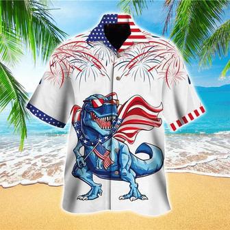 Dinosaurs Of July Apparel, Dinosaurs Independence Day Hawaiian Shirt Summer Gifts | Newhawaiianshirts AU