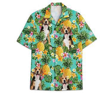 Dog Beagle Pineapple Pattern Short Tall Hawaiian Shirt, Button Up Aloha Shirt For Men, Women Summer Gifts | Newhawaiianshirts AU